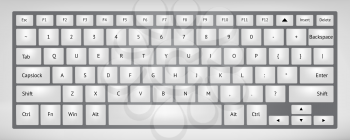 Mettalic color laptop keyboard with digits and letters