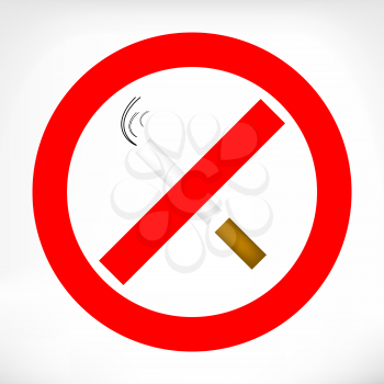 No smoking sign, red ring, sigarette cigarette crossed inside