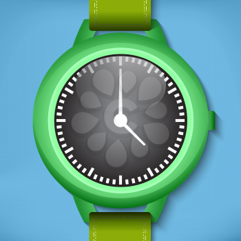 Green analog watches image with blue background
