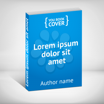 Blank blue book cover template over white background