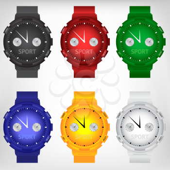 Vector illustration of modern and sport wristwatch