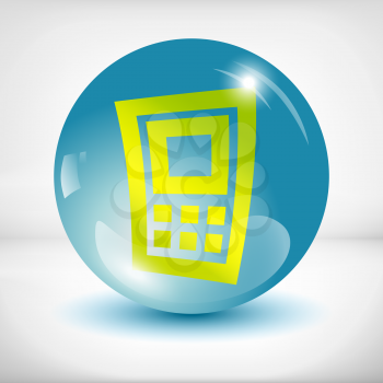 3d round mobile phone icon with reflections