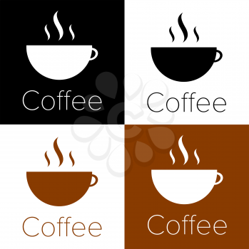 coffee cup logo on a different color backgrounds