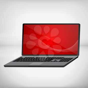 metallic 3d rendering of a laptop with blue graphics