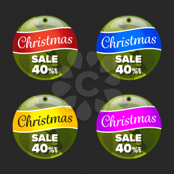 Different colors badge template with christmas sale discount