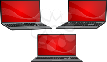 Modern laptop from different angles. Vector illustrations