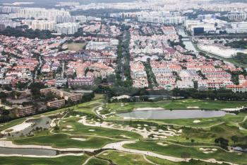 Panoramic view of Singapore city from air