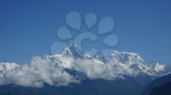 Himalayas mountains landscape with sky and clounds