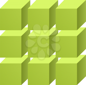 green three dimensional cubes on a white background