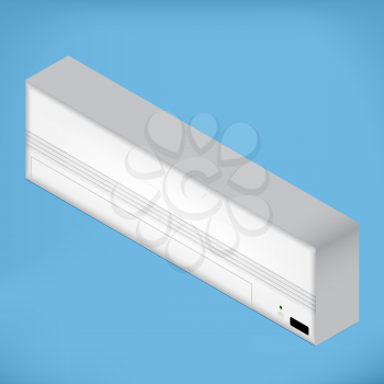 White airconditioner for medium room, isometric vector illustration