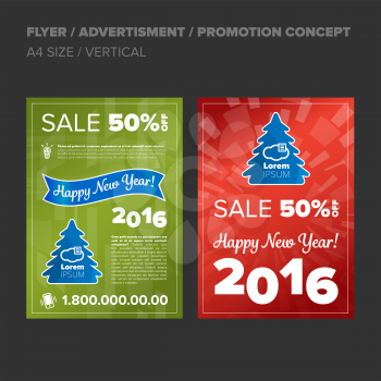 New Year Discount. Set of banners, flyers or posters