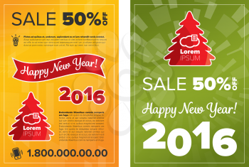 New Year Discount. Set of banners, flyers or posters