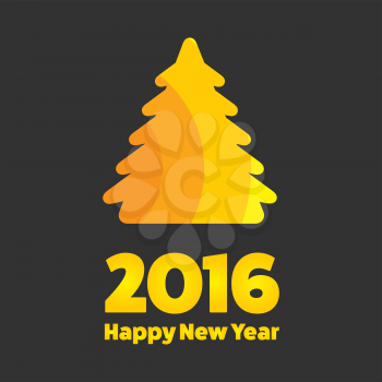 New Year 2016 golden sign with tree