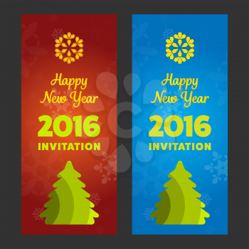 New year invitation 2016 vector card template