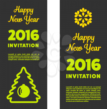New year invitation 2016 vector card template