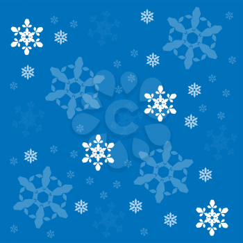 Different sizes and shapes snowflakes vector background