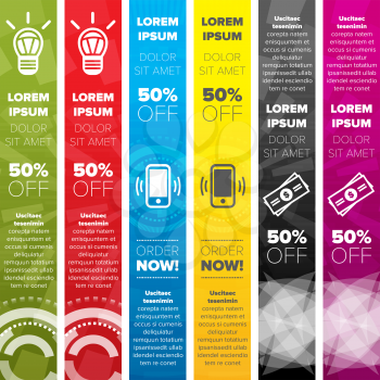 Vertical web banners with multi color backgrounds