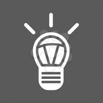 white electric bulb icon on a black background