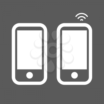 white mobile phone icon with round button