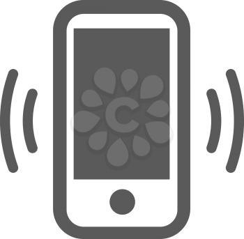 black mobile phone icon with round button
