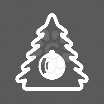 white new year pine tree icon on a black background