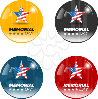 abstract memorial day badges with usa flag in star
