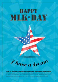 Vector Happy Martin Luther King Day poster with usa flag