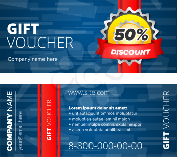 Blue Gift voucher template with decorative elements