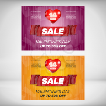 Valentine day sale banner - Women day discount flayer concept with heart