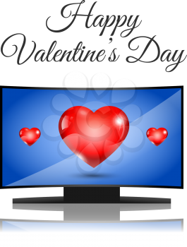 Heart and tv Valentine day card vector background
