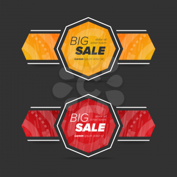 Big sale circle stickers. Sale and discounts. Vector illustration