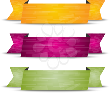 Horizontal ribbon set with shadows and different colors