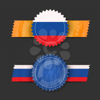 Horizontal ribbon set with Russian flag as a background