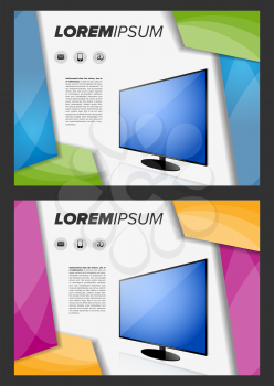Flayer template with LED TV on abstract background