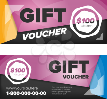 Gift voucher template with abstract color background