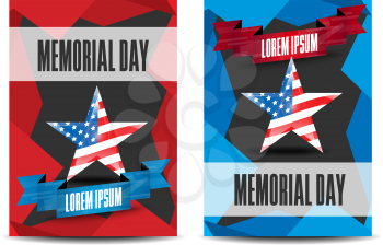 Memorial day patriotic flayer, placard vector template
