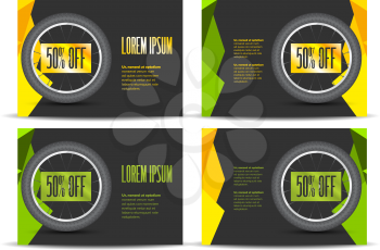 Leaflet with bicycle wheel and abstract colored background