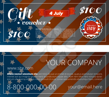 Gift voucher design dedicated independence day of america