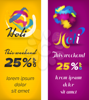 Holi banners design with bright colored logo