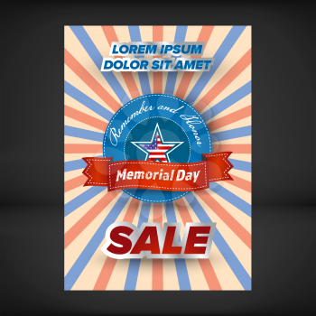 Design of the flyer of Memorial Day sale. American Memorial Day sale celebration poster, vector illustration