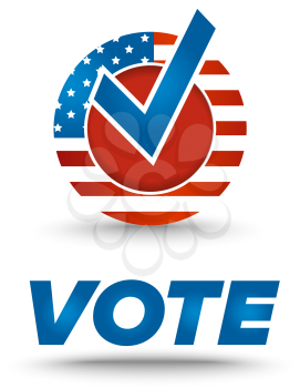 Vote badge for election with usa flag and check mark