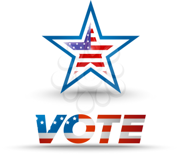 Vote badge for election with usa flag and star