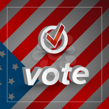 Vote badge for election with usa flag and check mark