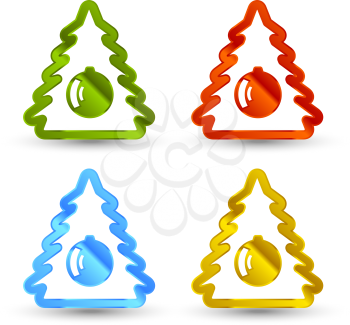 Vector Christmas trees icons set on white background