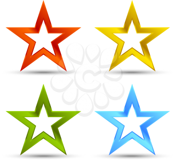 Shiny full color star icons with shadows