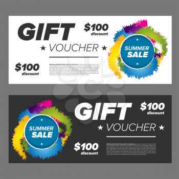 Summer sale gift voucher template with black and white backgrounds