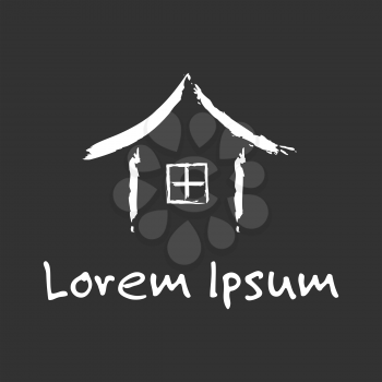 Chinese style house with window and sample text logo