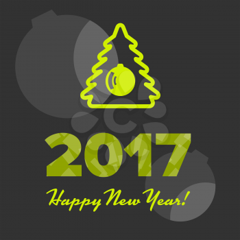 New year banner with new year tree on a black background