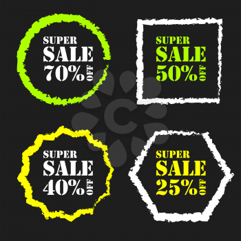 Colored Super sale badge on a black background