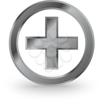 metal cross icon in a circle on a white background